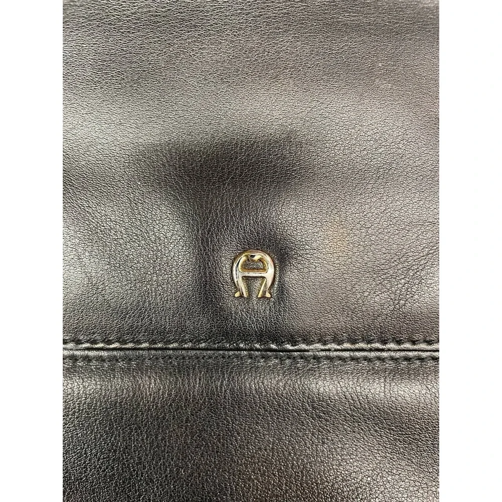 Etienne Aigner Black Leather‎ Shoulder Bag Womens Handbag Purse